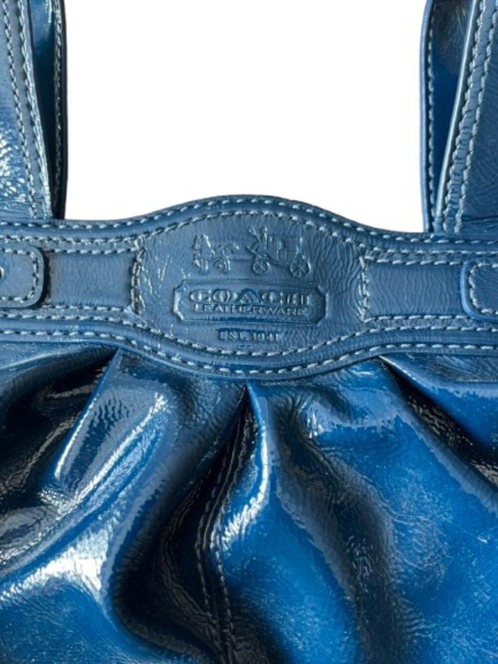 Coach Garnet Cobalt Blue Patent Leather Satchel 13926 NWOT - Picture 4 of 12